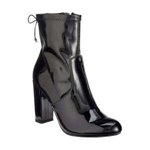 Material Girl Black Patent Ankle Heel Boots – Size 6.5, 3.5" Heel
